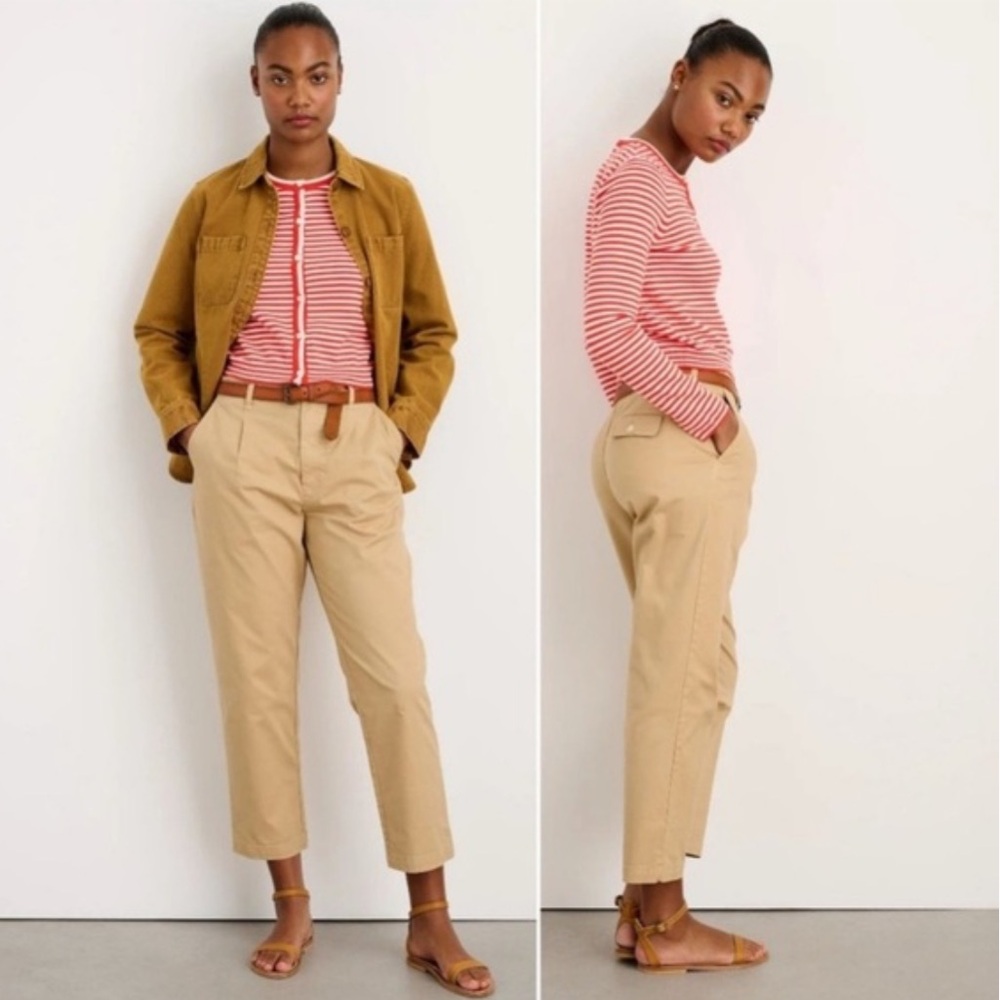 Alex Mill | Women’s Cognac Brown Pleat Front The Boy Pant Ankle Chino Pants Sz 4 - Picture 16 of 16
